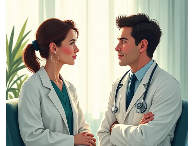 Illustration of a person consulting a doctor, reinforcing the importance of professional medical advice.